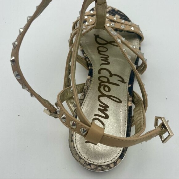 Sam Edelman  Demi Studded Nude Leather Sandals, Sz 6 - Picture 11 of 12